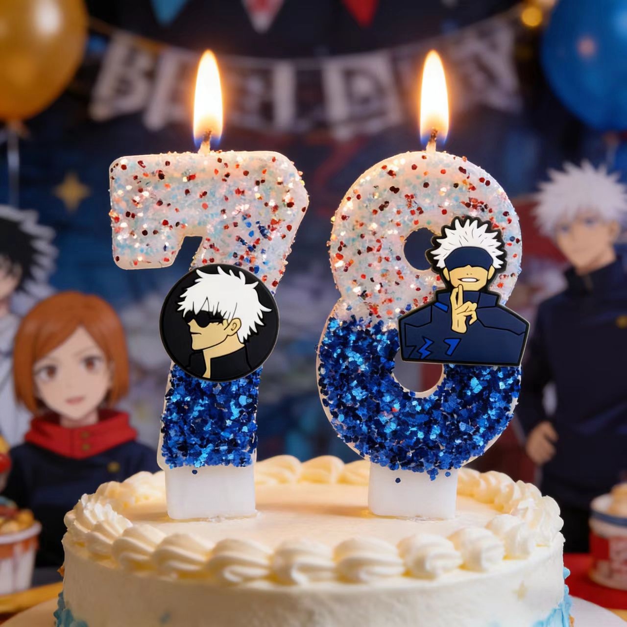 Party Games Baby Shower - Anime Jujutsu Kaisen Themen-Kerze Nummer 0-9