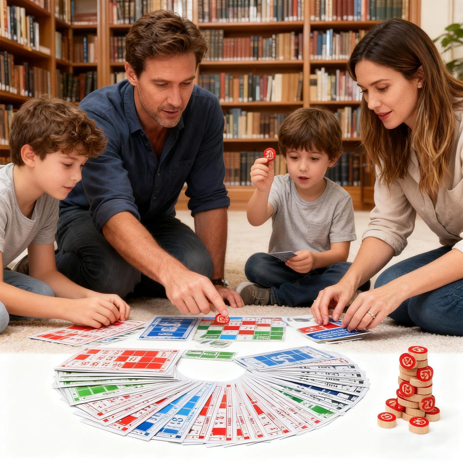 Party Games Large Groups - Bingo-Set, lustiges Vintage-Holzspielzeug, großes Druckkarten-Match, Schachspiel