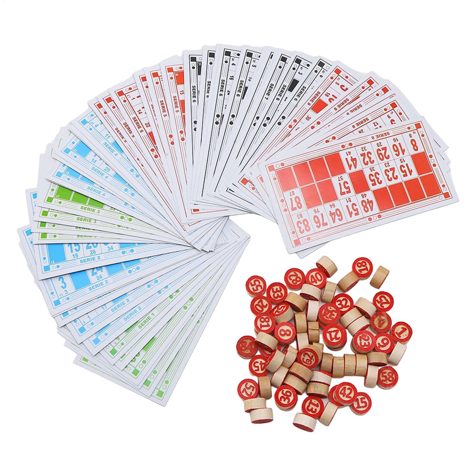 Party Games Large Groups - Vintage Bingo-Spielset aus Holz mit Großdruck-Karten,