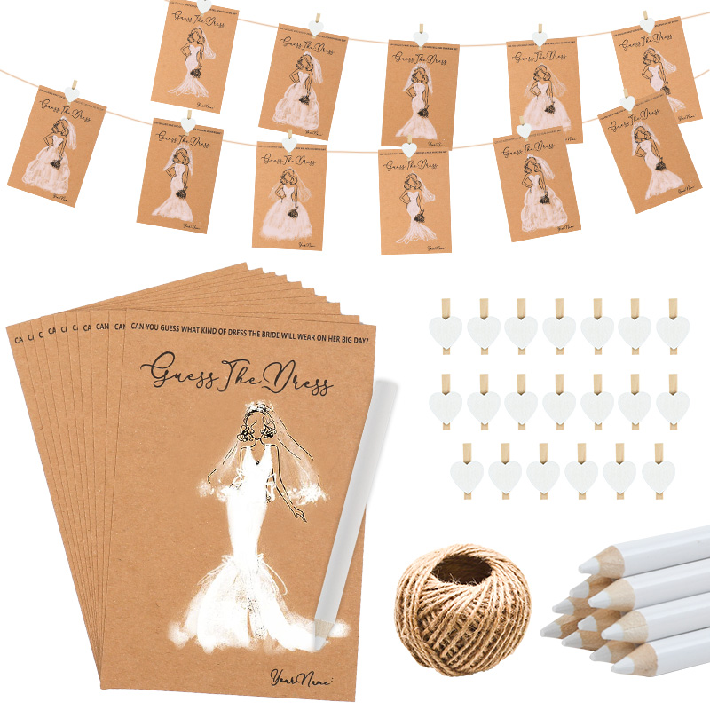 Party Games Bridal Shower - 10/20 Sets Guess Hochzeitskleid-Spiele, Karte mit