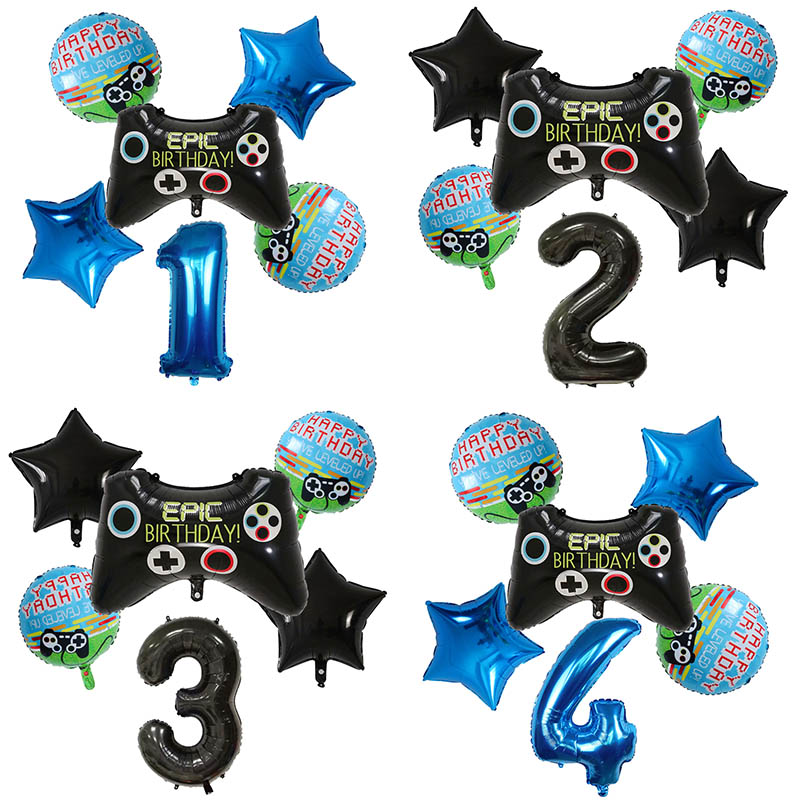 Party Games Baby Shower - 6 Stück Gamepad-Jungen-Spiel Folien-Heliumballons Geburtstags-Themenparty-Dekorationen Kinderspielzeug