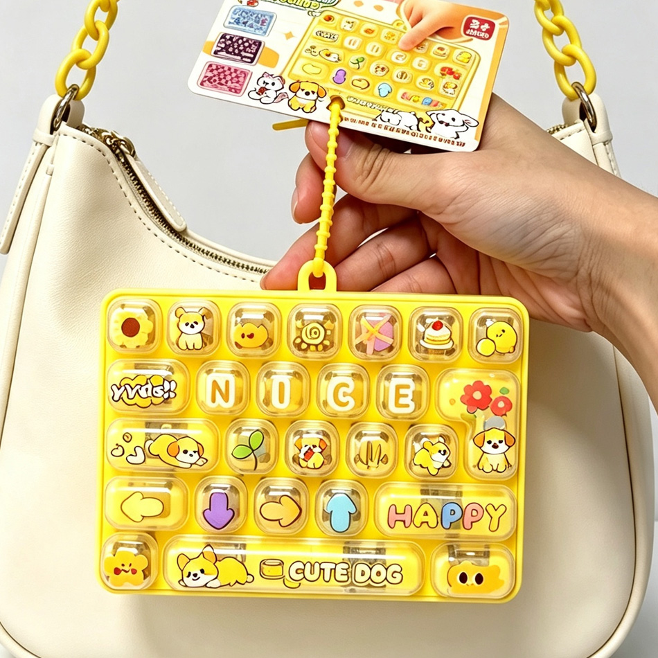 Party Games Switch - 26-Gitter-Tastenkappen-Clicker Anti-Stress-Fidget-Tastatur-Schlüsselanhänger Entspannungsknopf Cartoon-Handentspannung Partygeschenk