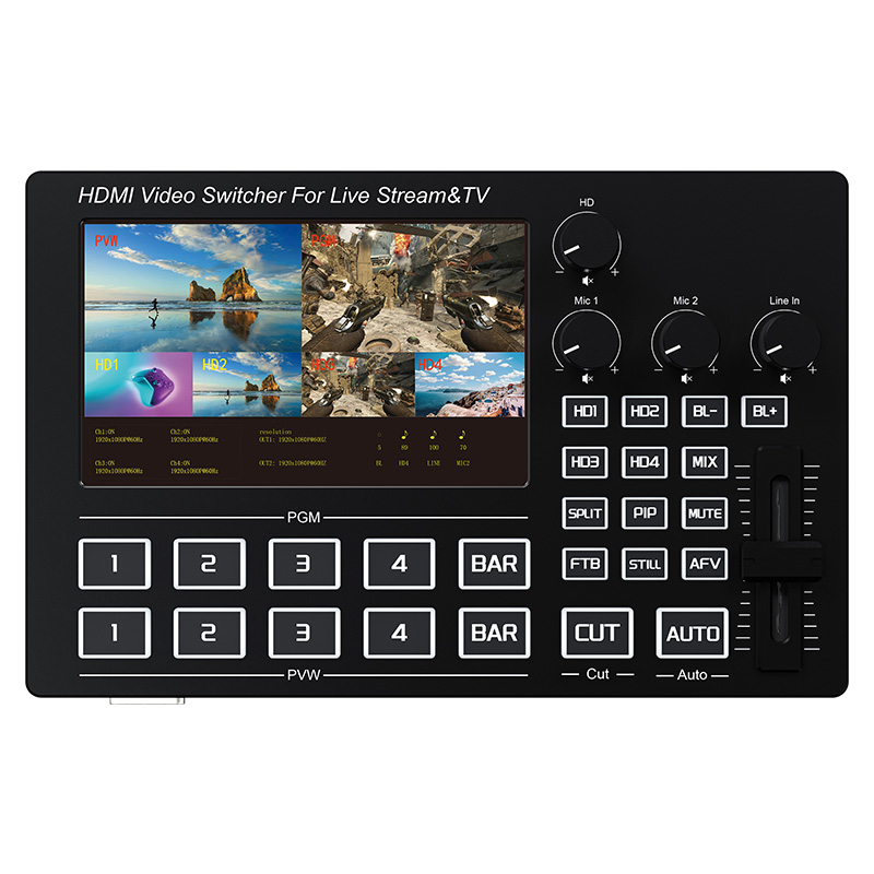 Party Games Switch - 1080P 4-Kanal HDMI Live-Streaming Video-Mischer Switch