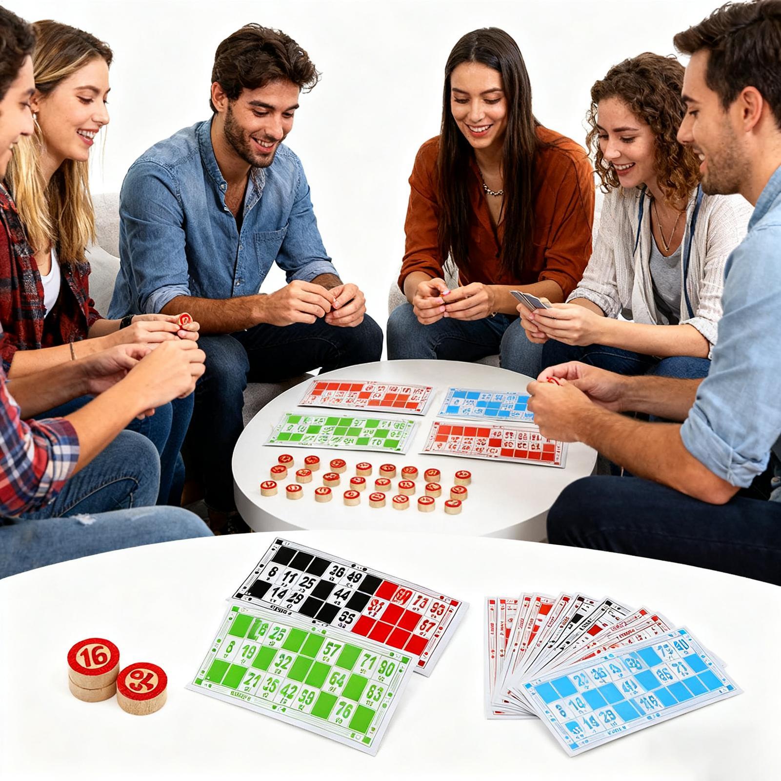Party Games Large Groups - Bingo-Kartenspiel, Vintage-Stil, interaktives Holzspielzeug, großes Druckkarten-Match,